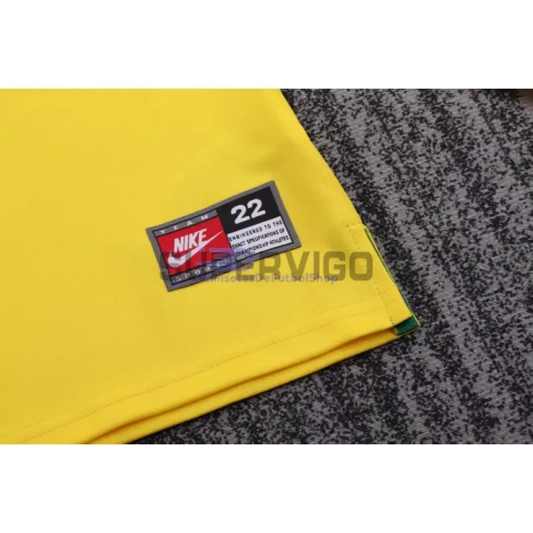 Camiseta Brasil Primera Equipación Retro 1998 ML Amarillo Niño Kit
