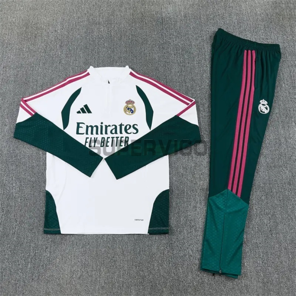 Sudadera De Entrenamiento Real Madrid 2026/2027 Niño Kit Blanco/Verde Oscuro
