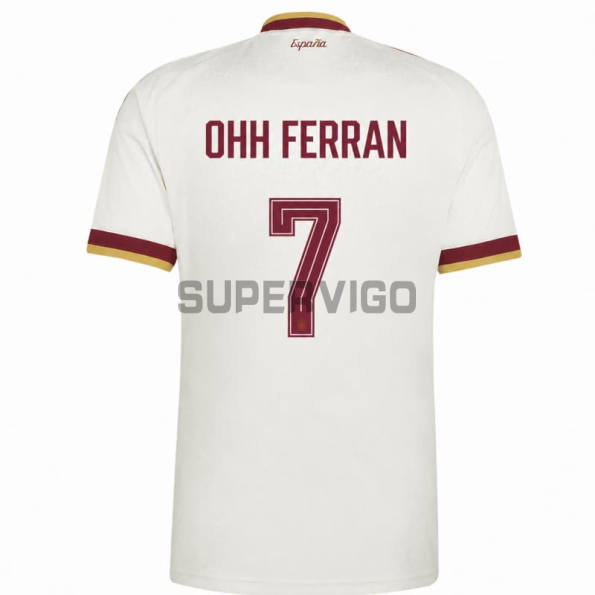 Camiseta OHH FERRAN 7 España Segunda Equipación Mundial 2026 Blanco 2 Estrellas