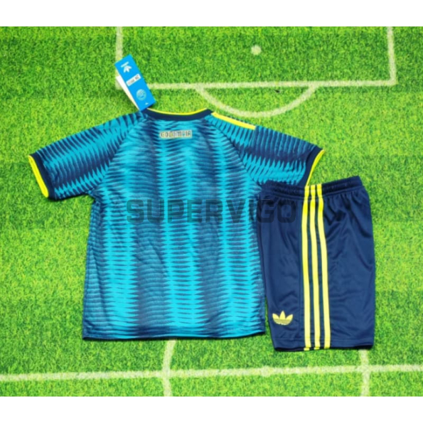 Camiseta Colombia Segunda Equipación Mundial 2026 Azul Niño Kit