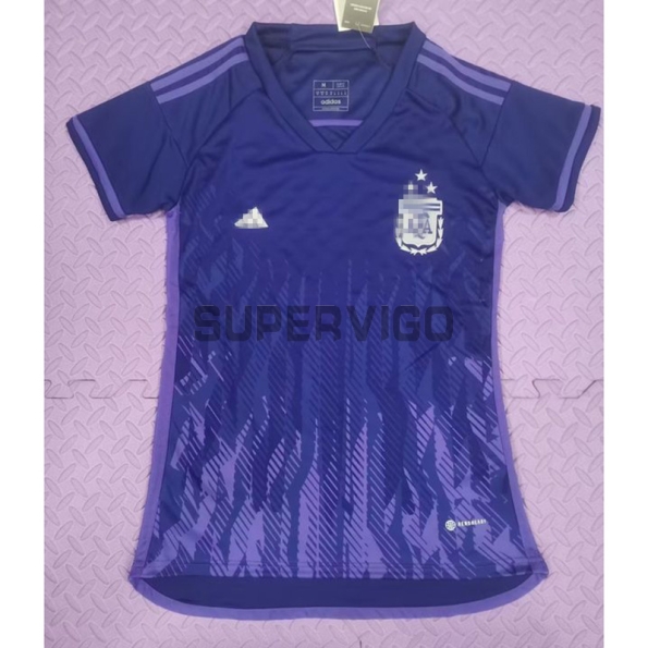 Camiseta Argentina Segunda Equipación 2022 Mundial Campeona con Tres Estrellas Mujer