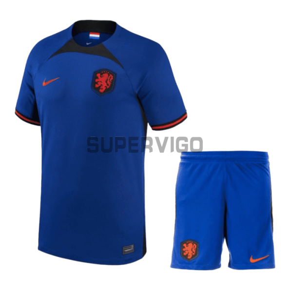 Camiseta Holanda Segunda Equipación 2022 Niño Kit Mundial