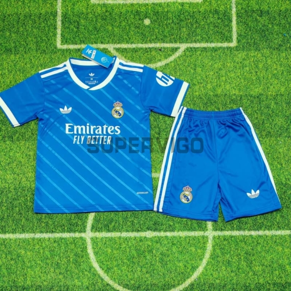 Camiseta Real Madird Tercera Equipación 2025/2026 Azul Niño Kit