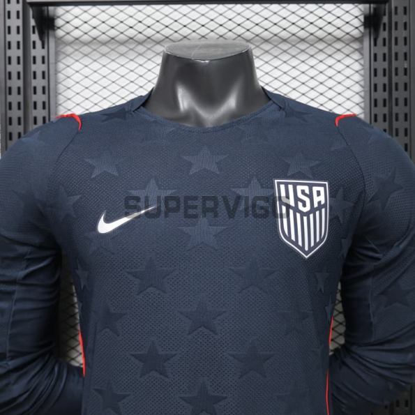 Camiseta EE.UU Segunda Equipación Mundial 2026 ML Negro Obsidiana (EDICIÓN JUGADOR)