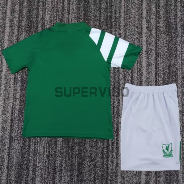 Camiseta Liverpool Segunda Equipación Retro 1991/92 Verde/Blanco Niño Kit