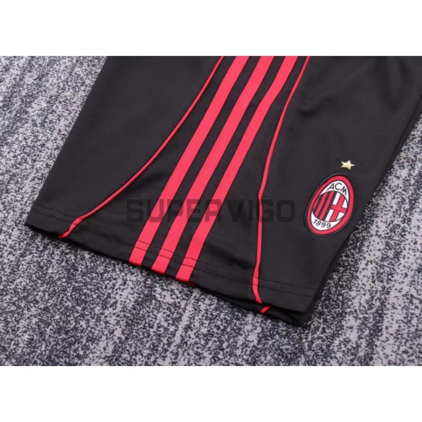 Camiseta AC Milan Tercera Equipación Retro 2000/01 Negro/Rojo Niño Kit
