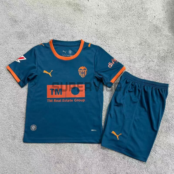 Camiseta Valencia Segunda Equipación 2026/2027 Azul Niño Kit con Parche La Liga