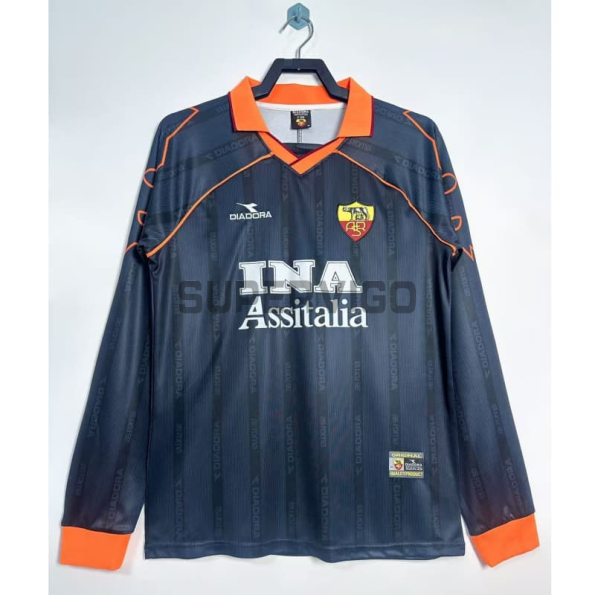 Camiseta AS Roma Tercera Equipación Retro 1999/00 ML Azul Marino