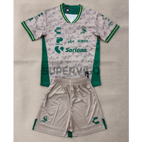 Camiseta Santos Laguna Segunda Equipación 2025/2026 Blanco/Verde Niño Kit