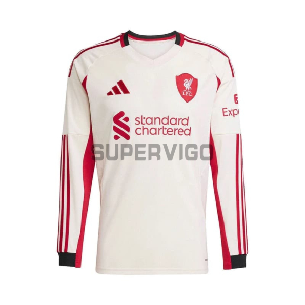 Camiseta Liverpool 2025/2026 Segunda Equipación ML Blanco