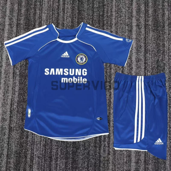 Camiseta Chelsea Primera Equipación Retro 2006/07 Azul Niño Kit