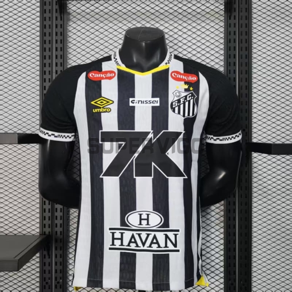 Camiseta Santos FC Segunda Equipación 2025/2026 Negro/Blanco con Publicitario (EDICIÓN JUGADOR)