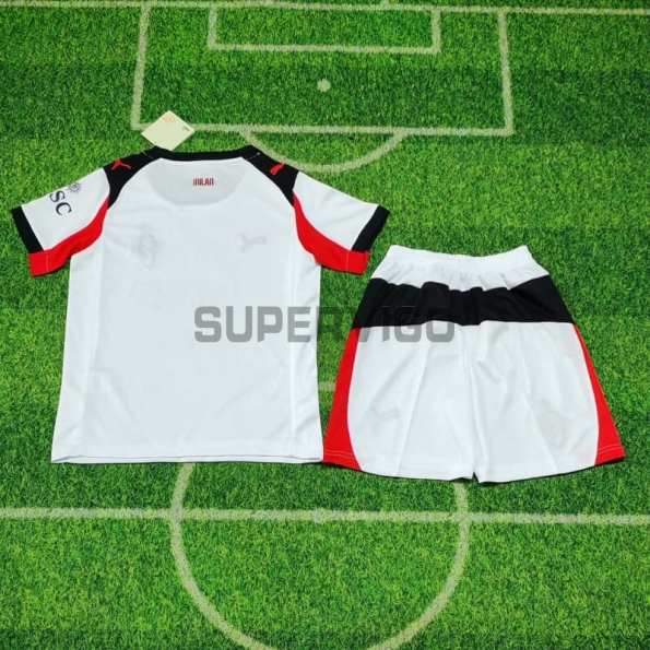 Camiseta AC Milan Segunda Equipación 2025/2026 Blanco Niño Kit