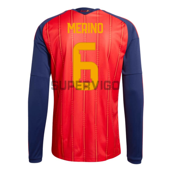 Camiseta Merino 6 España Primera Equipación 2026 ML Rojo/Azul