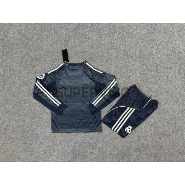 Camiseta Real Madrid Segunda Equipación 2025/2026 ML Azul Marino Niño Kit con Parche HP