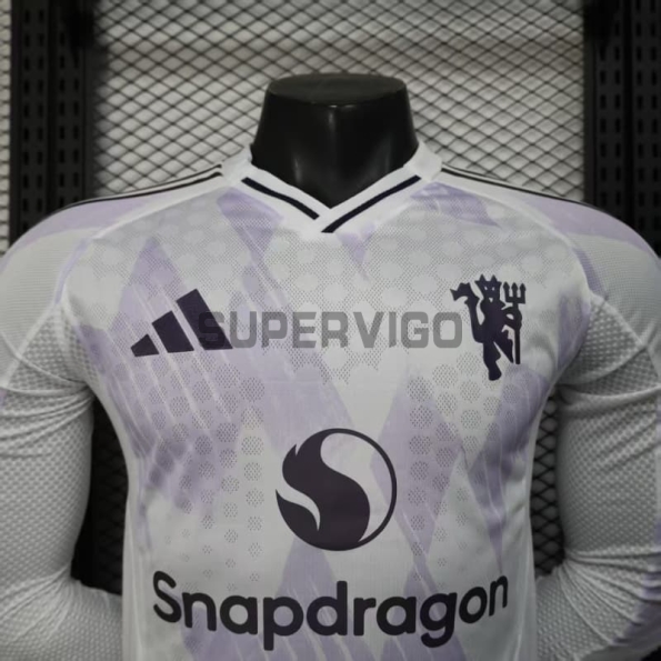 Camiseta Manchester United Segunda Equipación 2025/2026 ML Blanco (EDICIÓN JUGADOR)