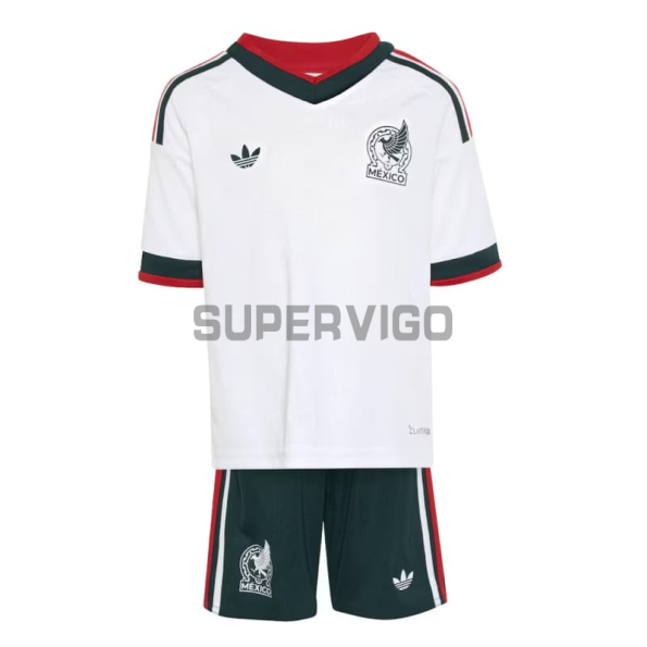 Camiseta México Segunda Equipación Mundial 2026 Blanco Niño Kit