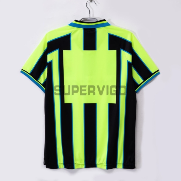 Camiseta Manchester City Segunda Equipación Retro 1998/99 Verde Fluorescente/Negro