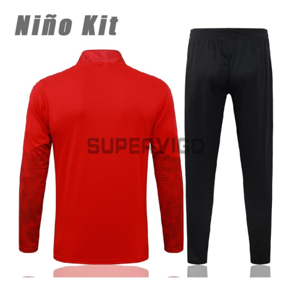 Sudadera De Entrenamiento AC Milan 2025/2026 Niño Kit Rojo/Blanco con Estampado