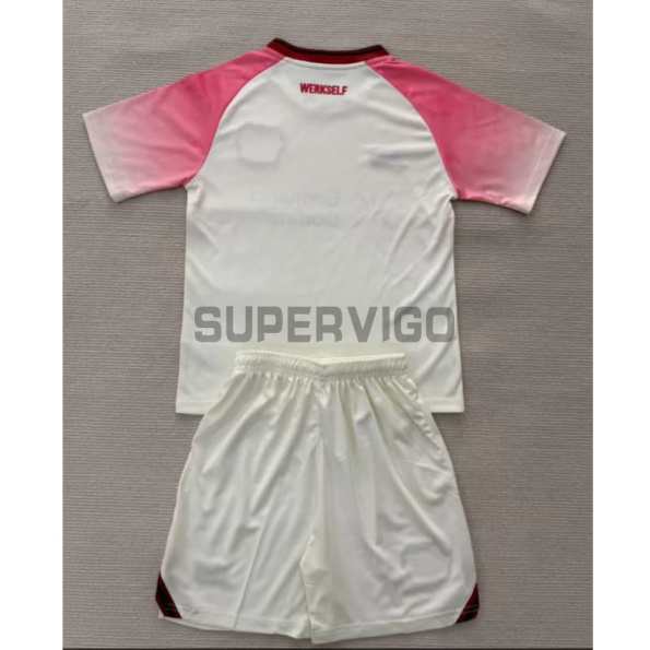 Camiseta Leverkusen Segunda Equipación 2025/2026 Blanco/Rosa Niño Kit