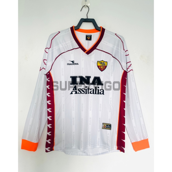 Camiseta AS Roma Segunda Equipación Retro 1999/00 ML Blanco