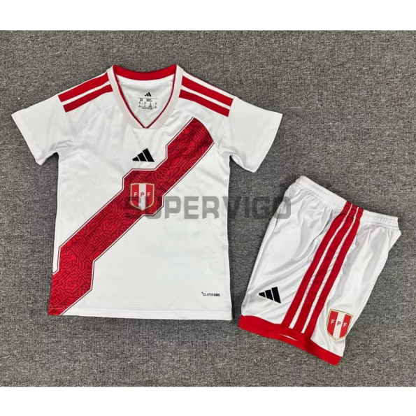 Camiseta Perú Primera Equipación Mundial 2026 Blanco Niño Kit