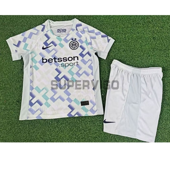 Camiseta Inter de Milan Segunda Equipación 2025/2026 Blanco Niño Kit (EDICIÓN JUGADOR)