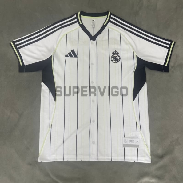 Camiseta Real Madrid 2025/2026 Baseball Shirt Blanco/Azul Marino