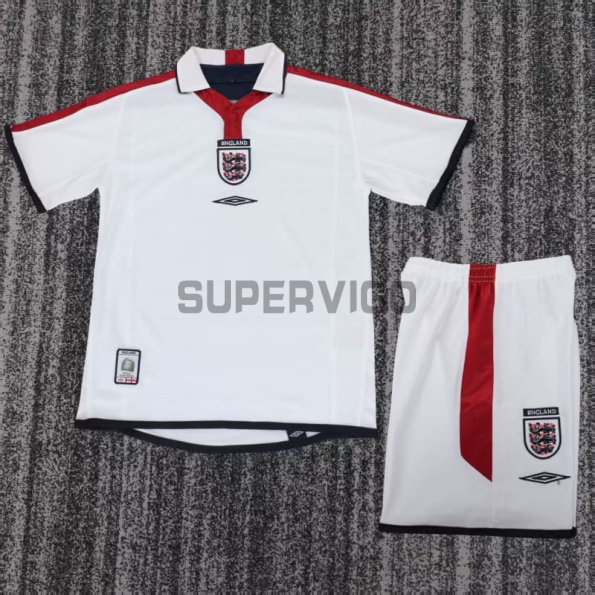 Camiseta Inglaterra Primera Equipación Retro 2004 Blanco Niño Kit