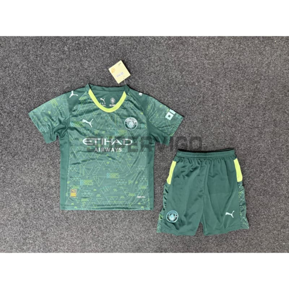 Camiseta Manchester City Cuarta Equipación 2025/2026 Verde Niño Kit