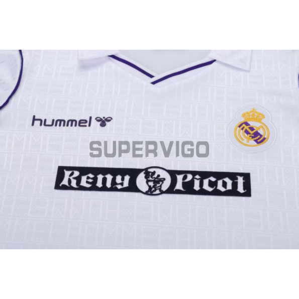 Camiseta Real Madrid Primera Equipación Retro 1988/90 Blanco Niño Kit