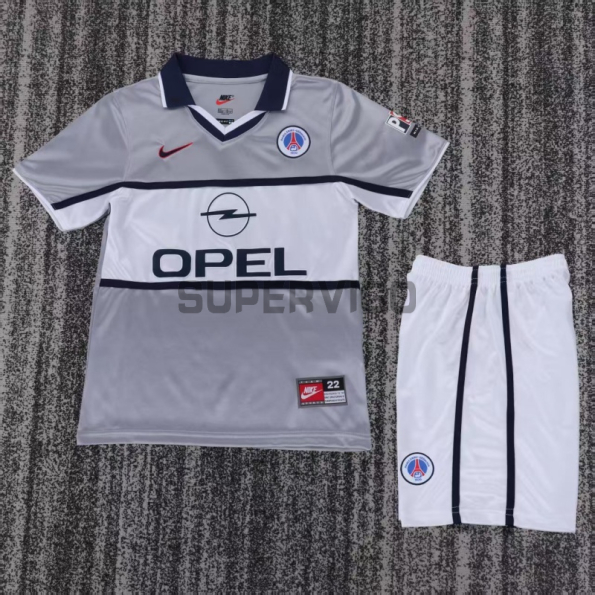 Camiseta PSG Segunda Equipación Retro 2000/01 Gris Niño Kit