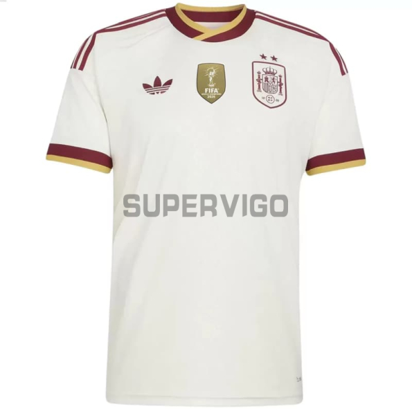 Camiseta España Segunda Equipación Mundial 2026 Blanco 2 Estrellas con FIFA2026