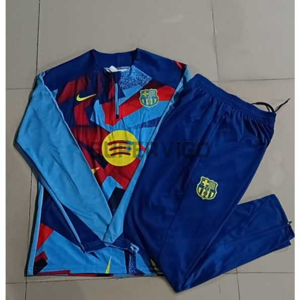 Sudadera De Entrenamiento Barcelona 2025/2026 Azul/Amarillo/Rojo con Estampado