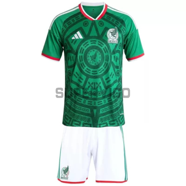 Camiseta México Primera Equipación Mundial 2026 Verde Niño Kit