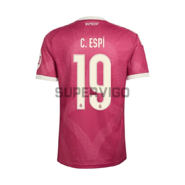 Camiseta C. ESPÍ 19 Real Madrid Tercera Equipación 2026/2027 Rosa con Parche HP