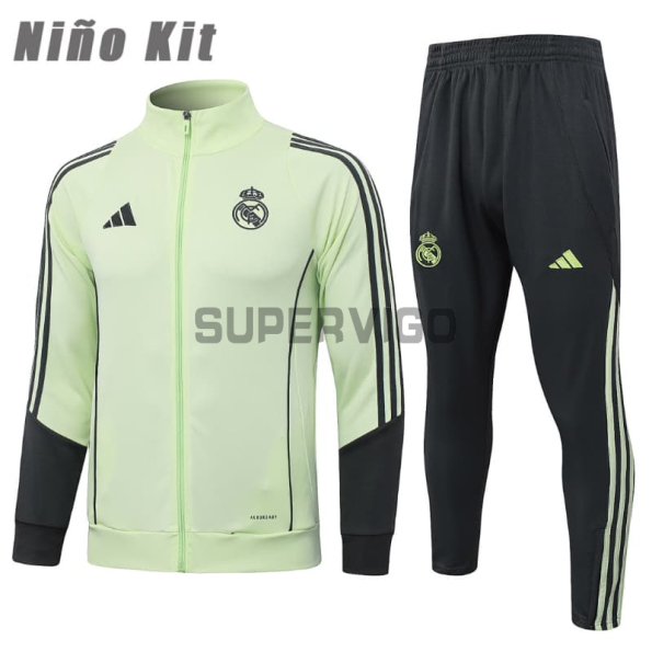 Chandal Real Madrid 2025/2026 Niño Verde Claro/Gris