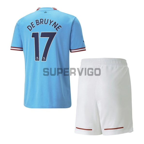 Camiseta De Bruyne 17 Manchester City Primera Equipación 2022/2023 Niño Kit