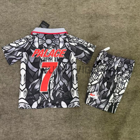 Camiseta Palace 7 Inglaterra x Palace 2026 Edición Especial Niño Kit Negro/Gris/Blanco