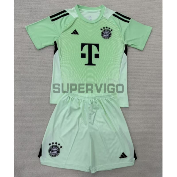 Camiseta de Portero Bayern Múnich 2025/26 Verde Niño Kit