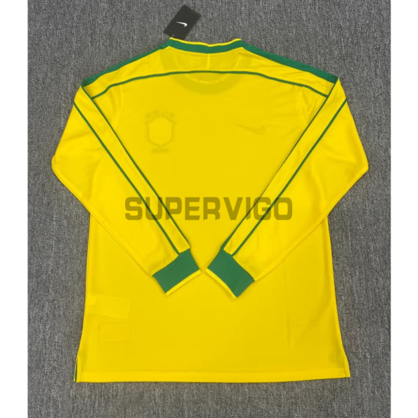 Camiseta Brasil Primera Equipación Retro 1998 ML Amarillo