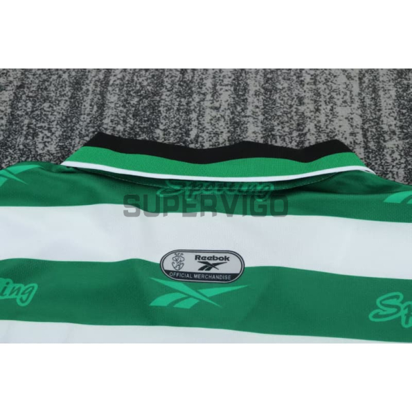 Camiseta Sporting Lisboa Primera Equipación Retro 1999/00 Verde/Blanco Niño Kit