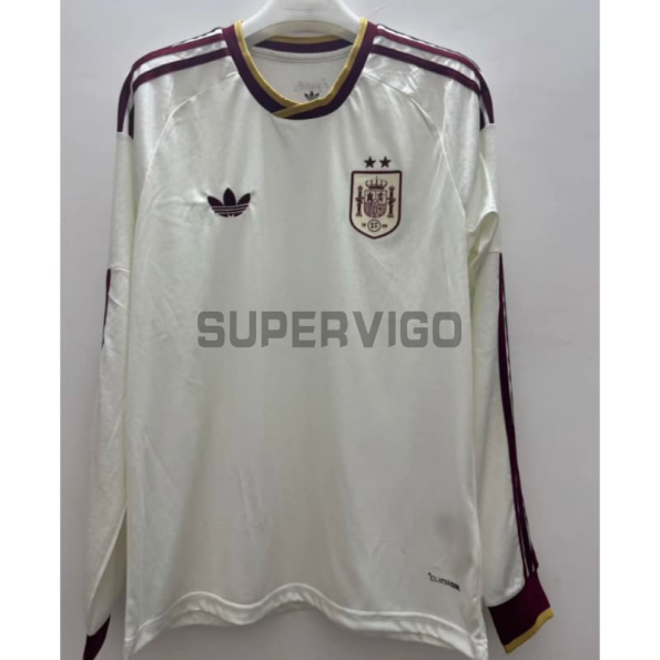 Camiseta España Segunda Equipación Mundial 2026 ML Blanco 2 Estrellas