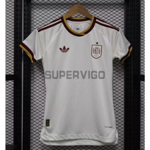 Camiseta España Segunda Equipación Mundial 2026 Blanco/Rojo Mujer (EDICIÓN JUGADOR)