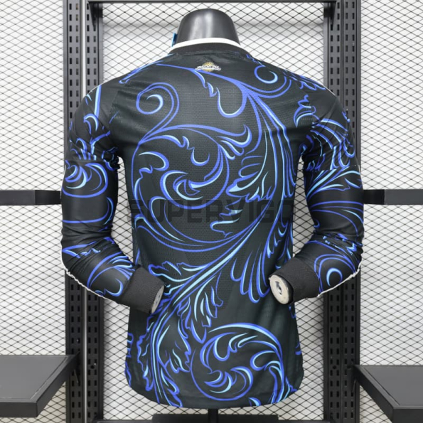 Camiseta Argentina Segunda Equipación Mundial 2026 ML Negro/Azul con FIFA2022 (EDICIÓN JUGADOR)
