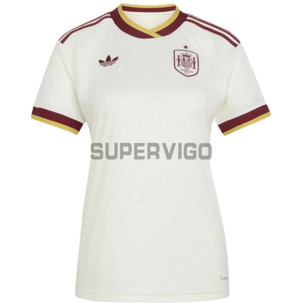 Camiseta España Segunda Equipación Mundial 2026 Blanco/Rojo Mujer