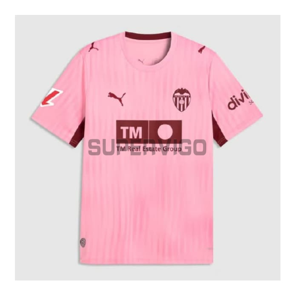 Camiseta Valencia Tercera Equipación 2026/2027 Rosa con Parche La Liga