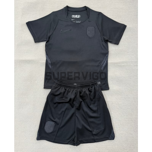 Camiseta Noruega Segunda Equipación Mundial 2026 Negro Niño Kit