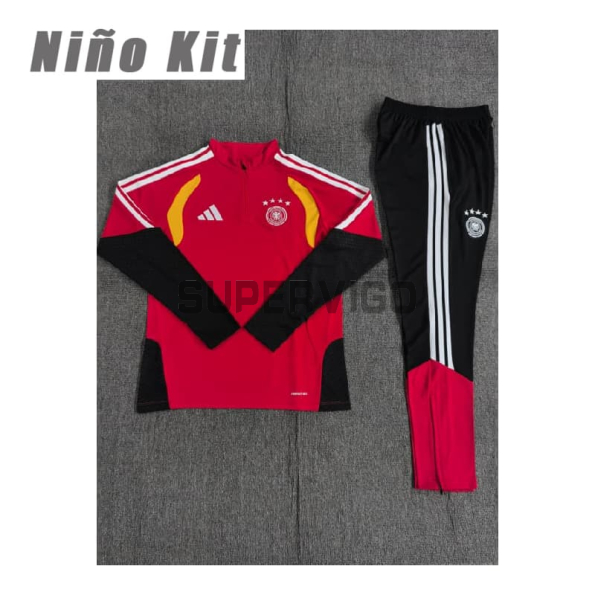 Sudadera de Entrenamiento Alemania 2026 Niño Kit Rojo