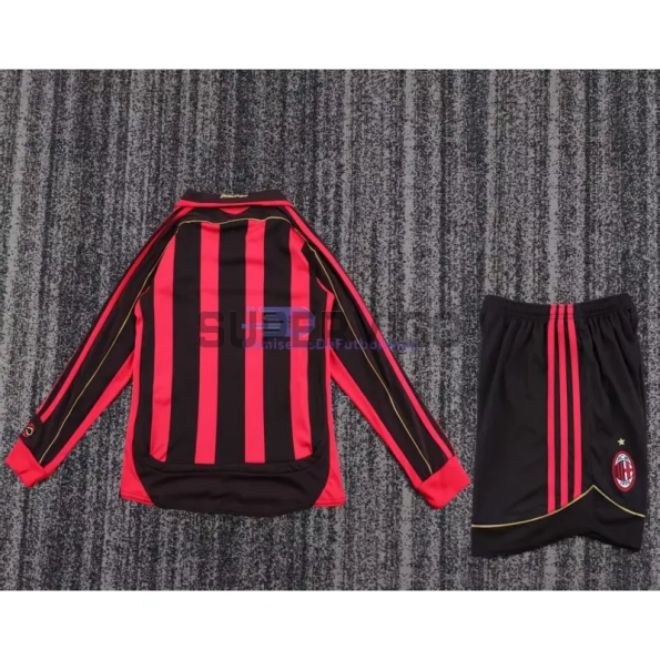 Camiseta AC Milan Primera Equipación Retro 2006/07 ML Rojo/Negro Niño Kit